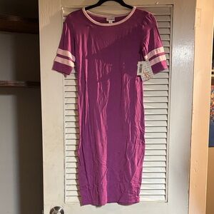 LuLaRoe Purple Blouse with White Accents